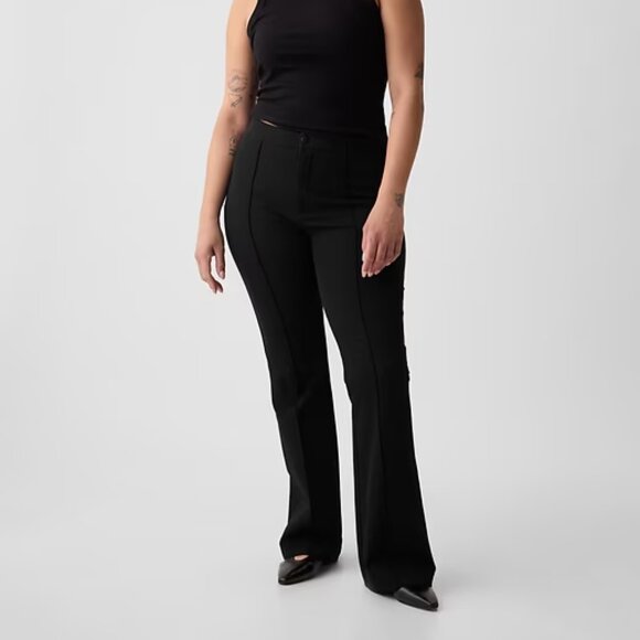NEW GAP Black High Rise Bi-Stretch Flare BOHO Pintuck Pleat Pants - Picture 4 of 11